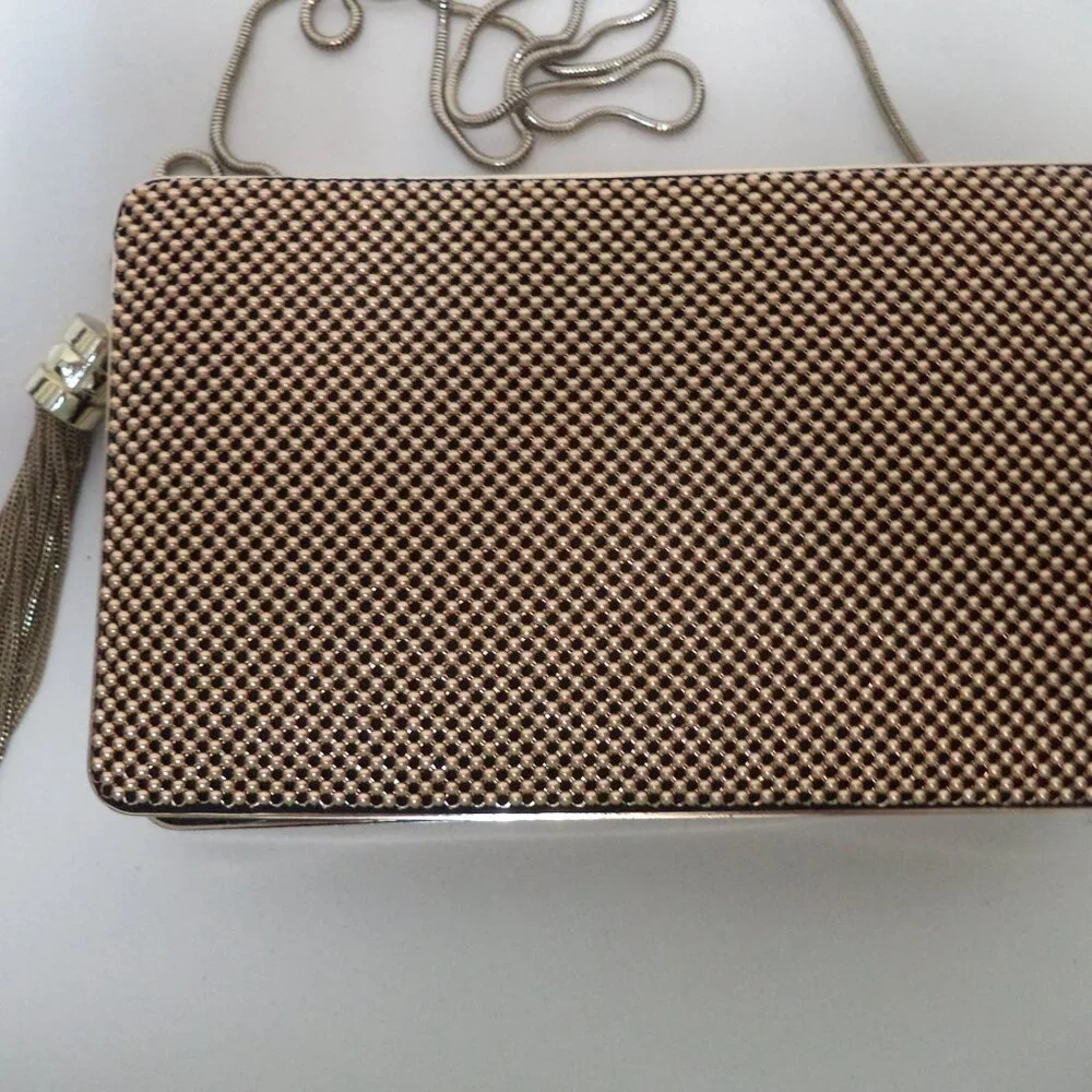 Marciano Guess Metal Mesh shoulder clutch purse bag Gold Convertible Tassel